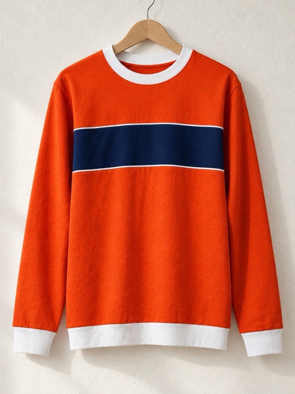 Crewneck  Lightweight Cotton Sweatshirt in Orange and Blue Collegiate small